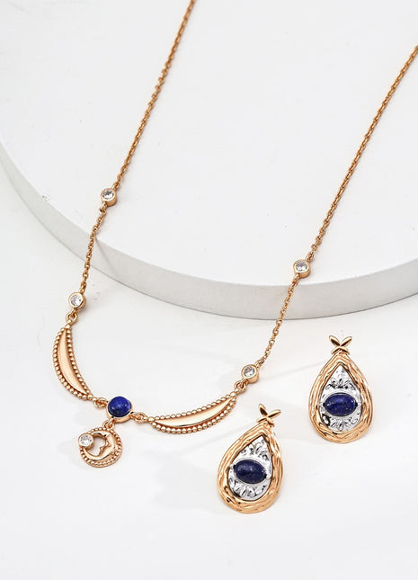 S925 Silver Lapis Zircon Necklace D0609-2
