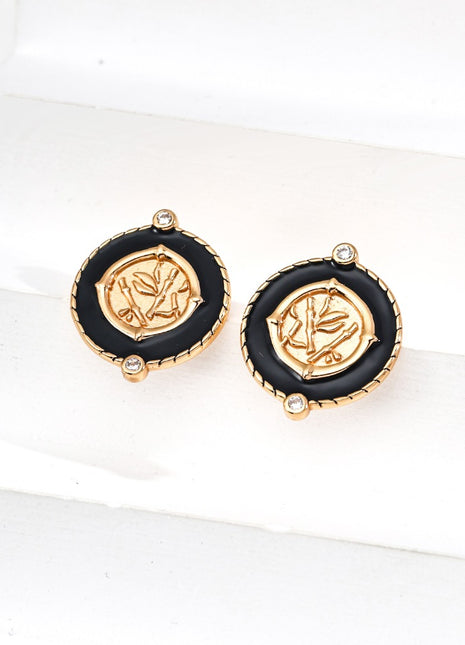 S925 Silver Black Glaze Zircon Earrings E01254