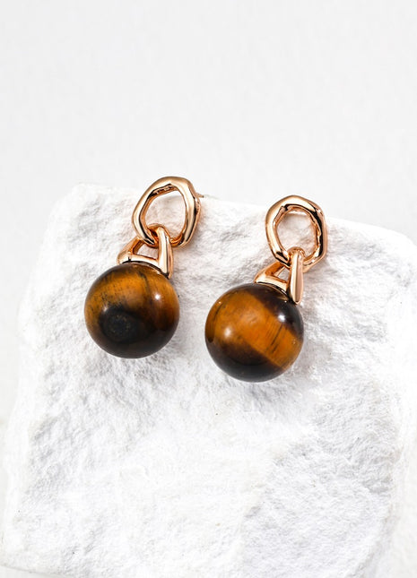 S925 Silver Tiger Eye Earrings E01288-2