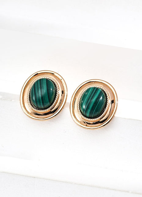 S925 Silver Malachite Earrings E01276-2