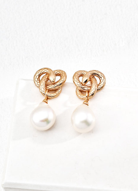 S925 Silver Snake Pearl Earrings E01300-2