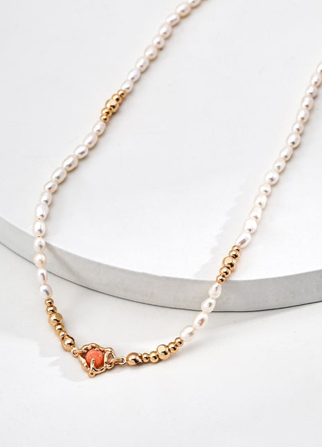 S925 Silver Pearl Red纹石 Necklace D0617-2