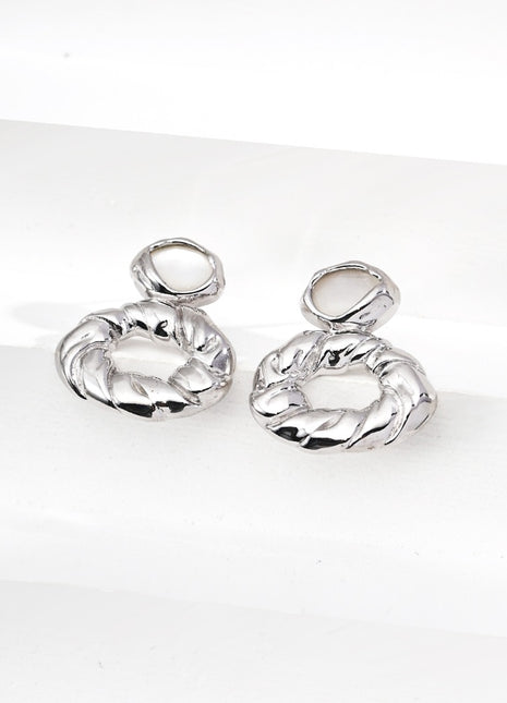 S925 Silver Vintage Mother-of-Pearl Earrings E01294