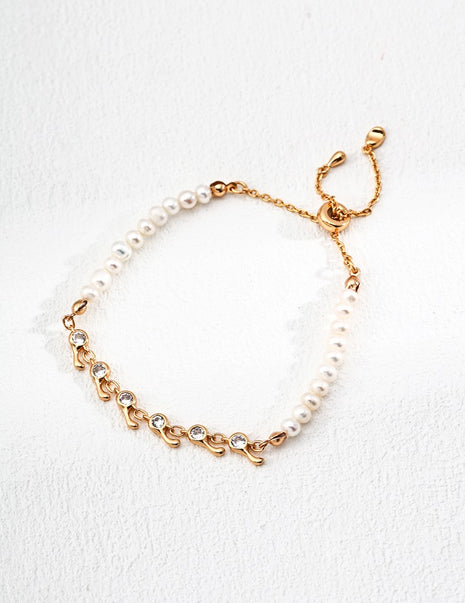 S925 Silver Pearl Zircon Bracelet SL0183-2