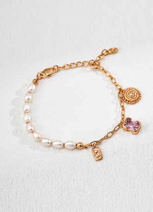 S925 Silver Pearl Zircon Bracelet SL0187-2