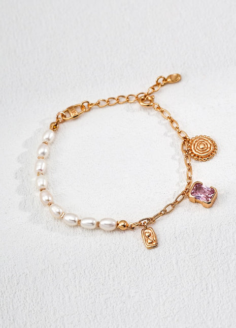 S925 Silver Pearl Zircon Bracelet SL0187-2