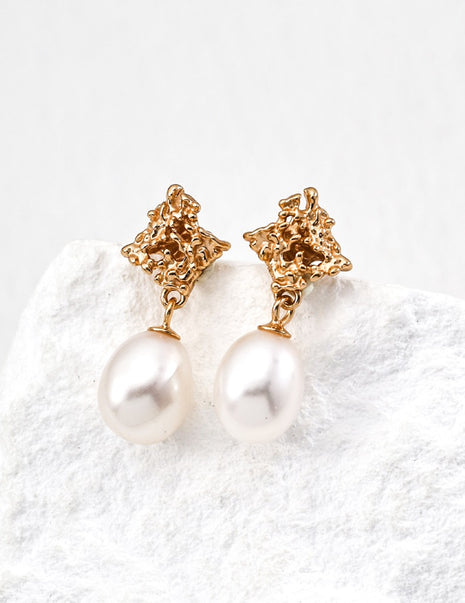 S925 Silver Vintage Pearl Earrings E01316-2