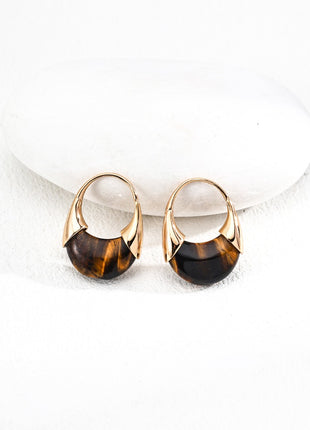 S925 Silver Tiger Eye Earrings E01229-2