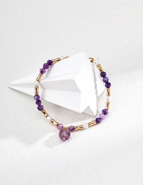 S925 Silver Pearl Amethyst Bracelet SL0200-2